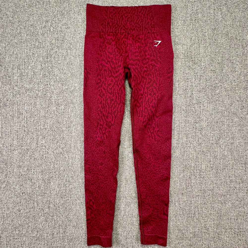 Gymshark‎ Adapt Animal Seamless High Waist Leggings Burgundy Scrunch Bum S